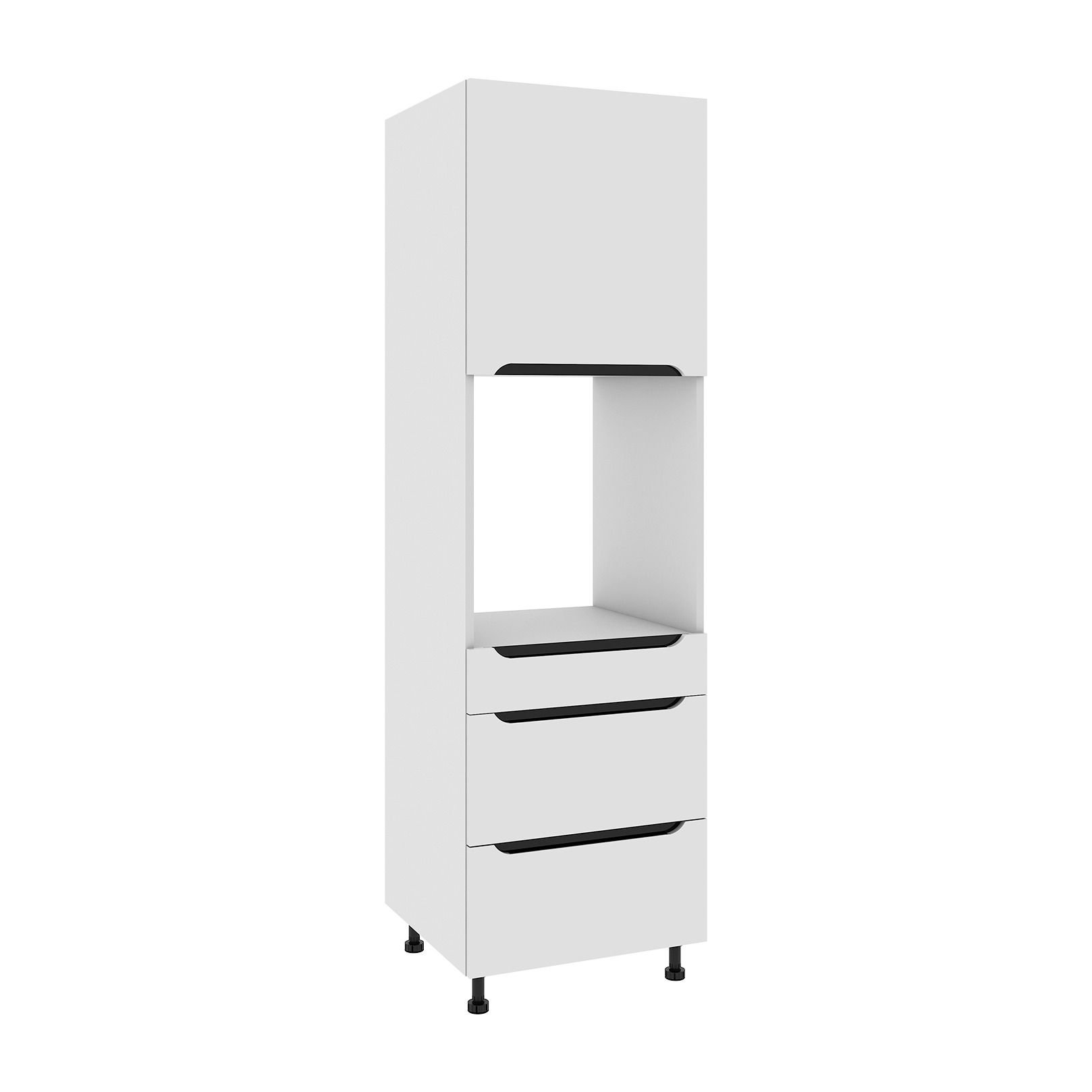 Słupek Capri 3 Szuflady Do Zabudowy Piekarnika Prawy 60X197 Cm Mdf Folia Biały Mat Modern