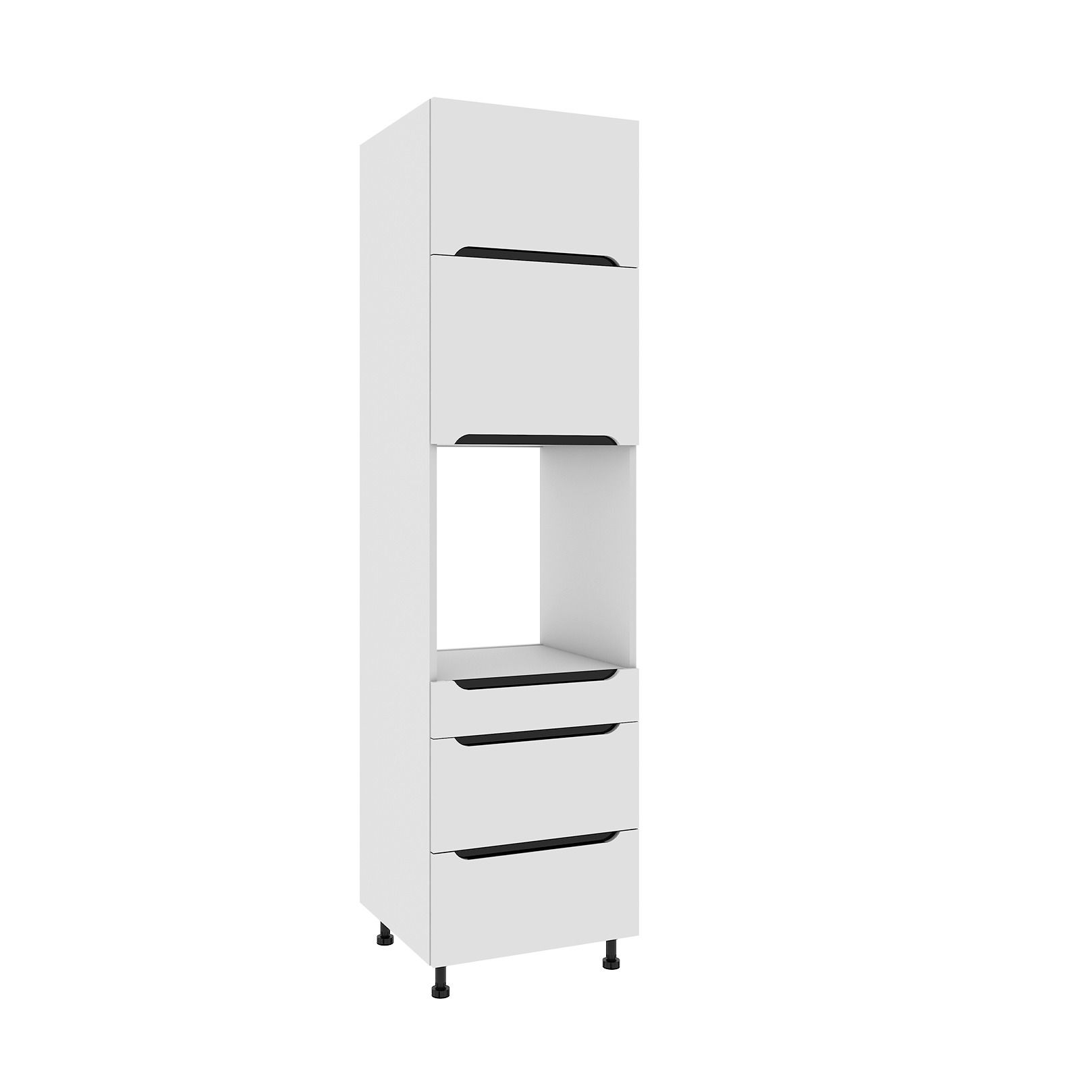 Słupek Wysoki Capri Do Zabudowy Piekarnika 3 Szuflady 60X220 Cm Mdf Folia Biały Mat Modern Podnośnik Hk-Xs