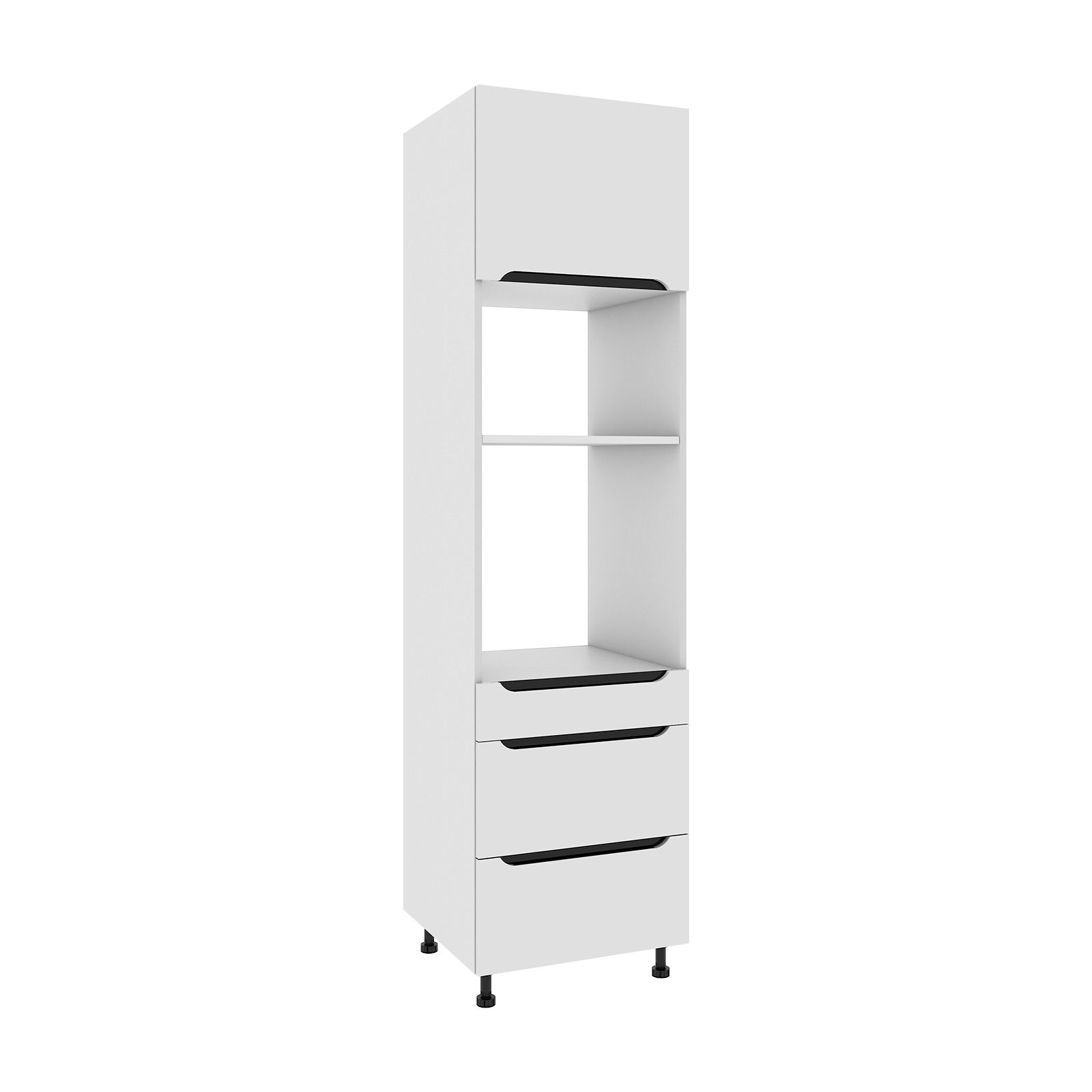 Słupek Wysoki Capri Do Zabudowy Piekarnika/Mikrofali 3 Szuflady 60X220 Cm Mdf Folia Biały Mat Modern Podnośnik Gazowy