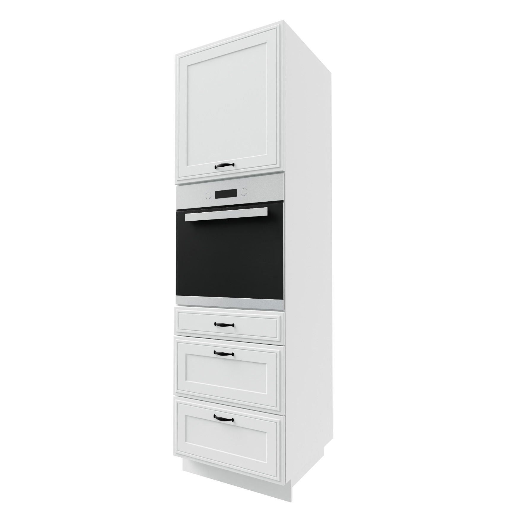 Słupek Trento 3 Szuflady Do Zabudowy Piekarnika 60X207 Cm Mdf Folia Biały Mat Comfortbox
