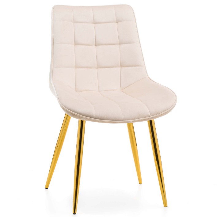 Krzesło welurowe beżowe ART830C złote nogi