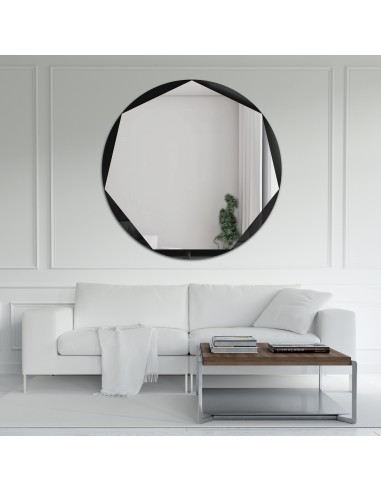 Siedmiokątne lustro w okrągłej ramie - HEPTO, Dostępne wymiary: Średnica 70cm