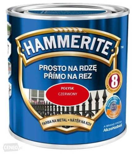 Farba na rdzę Hammerite czerowny połysk 0.25L