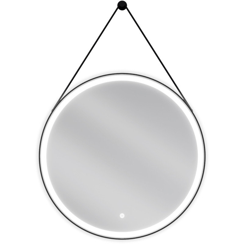 Mexen Reni lustro łazienkowe podświetlane, okrągłe 70 cm, LED 6000K, antypara, czarna rama