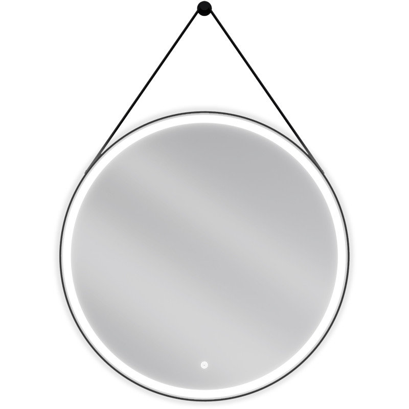 Mexen Reni lustro łazienkowe podświetlane, okragłes 80 cm, LED 6000K, antypara, czarna rama