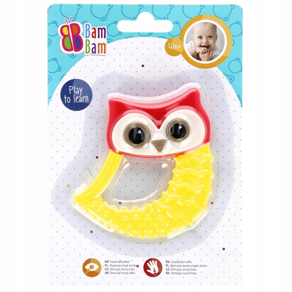 Gryzak Sensoryczny Bambam Silikon Wielokolorowy Sowa 4M+ Prezent Dziecko
