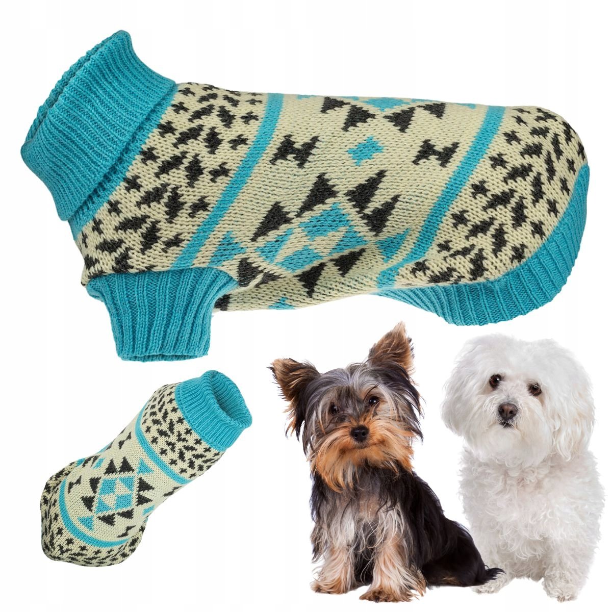 Sweterek dla psa ubranko na zimę ciepły rozciągliwy sweter z golfem S