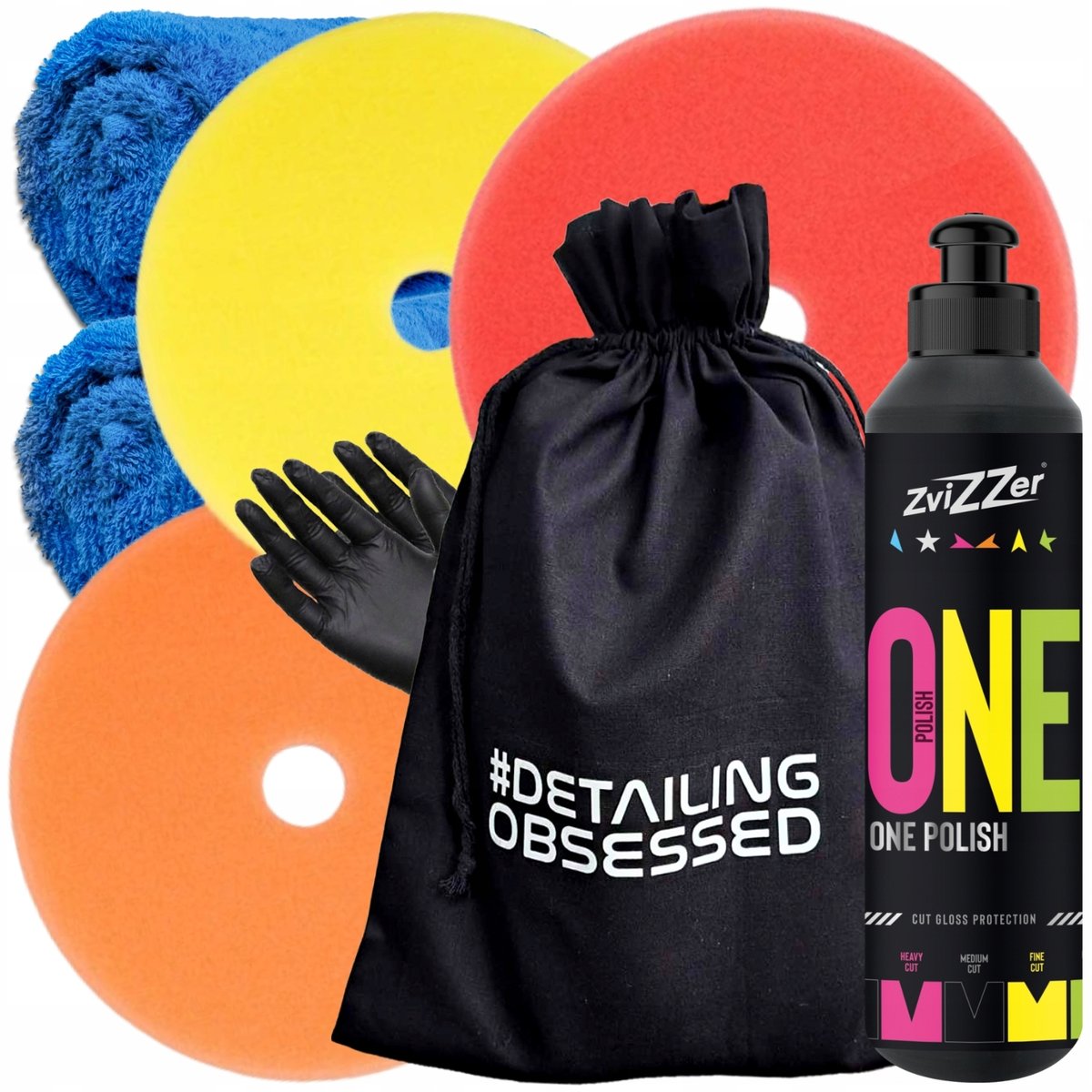Zestaw Padów Gąbek Da Zvizzer 140/25/125 + Pasta One Polish One Step 250Ml