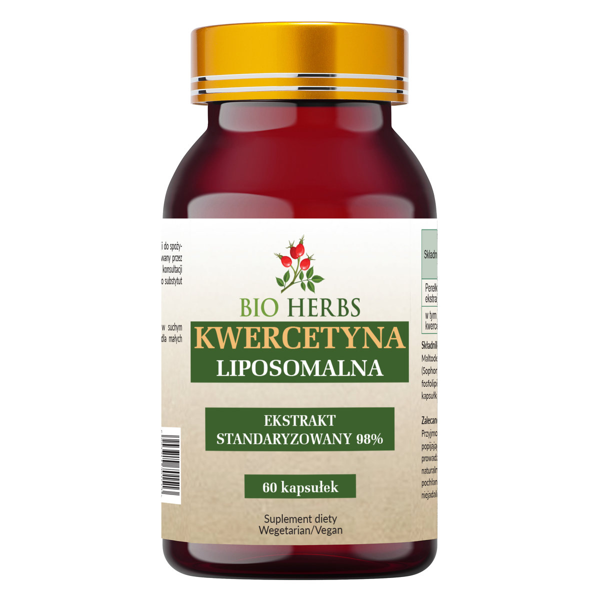 Bio Herbs, Kwercetyna Liposomalna Ekstrakt Standaryzowany 98%, 60 Szt.