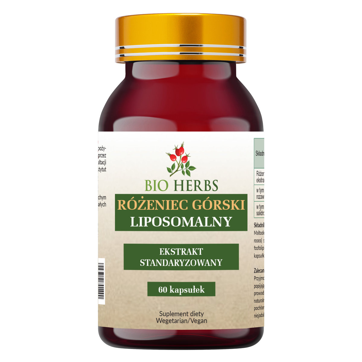 Bio Herbs, Różeniec Górski Liposomalny Adaptogen, 60 Kaps.