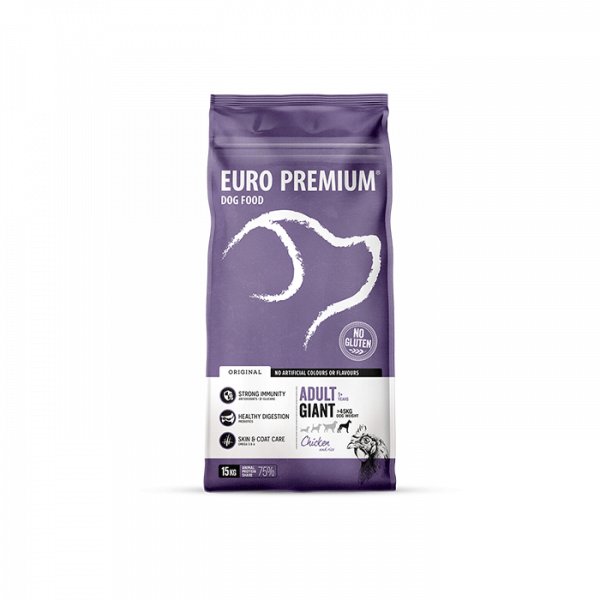 EURO PREMIUM SUCHA KARMA DLA PSA KURCZAK RYŻEM 15 KG WIELKICH OLBRZYMICH RAS