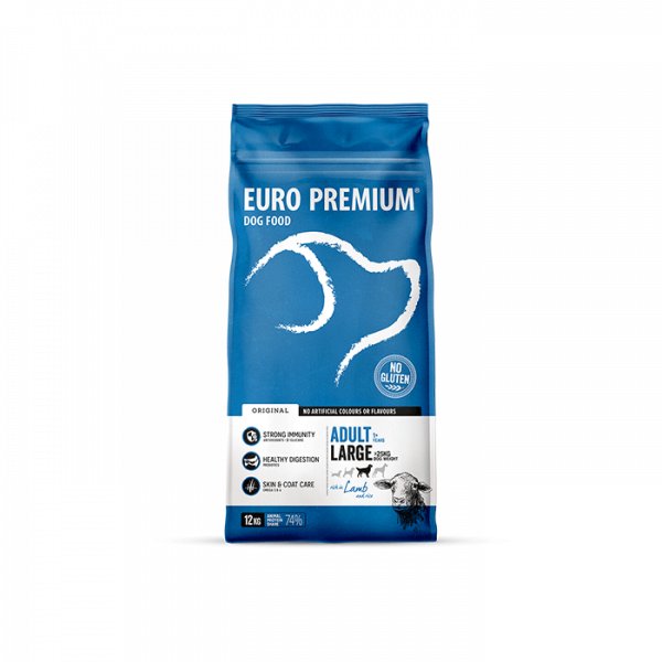 EURO PREMIUM SUCHA KARMA DLA PSA JAGNIĘCINA RYŻ 12KG DUŻE RASY