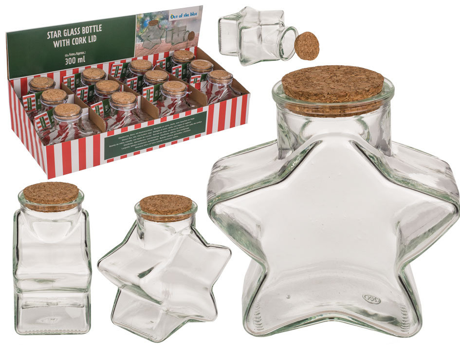 Kemis - House of Gadgets, Szklany słoik w kształcie gwiazdy z korkiem, 300 ml