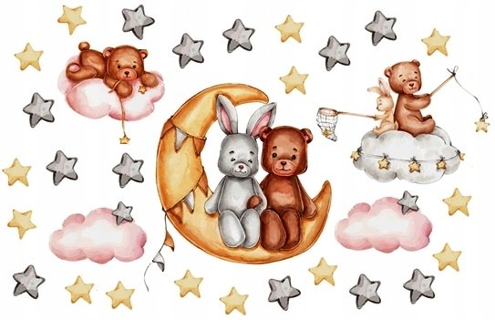 Naklejki Na Ścianę Dziecka Zwierzęta Królik Miś