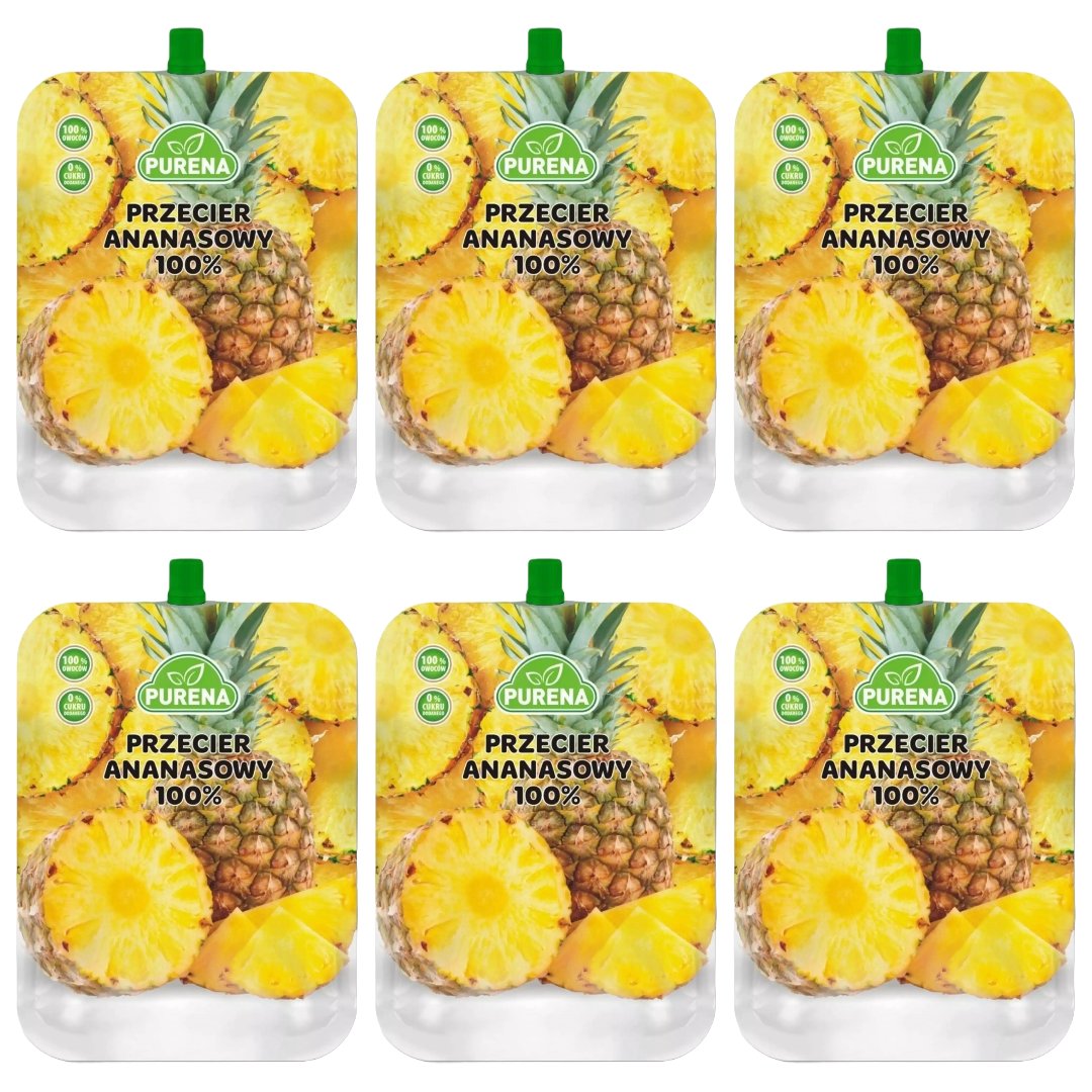 Zestaw 6 x Mus Przecier Purena Ananas Naturalny WEGE