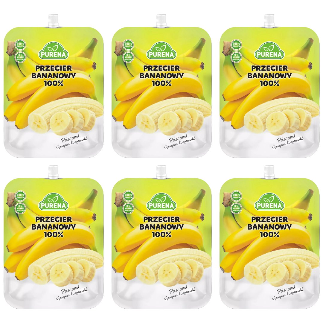 Zestaw 6 x Mus Przecier Purena Banan Naturalny