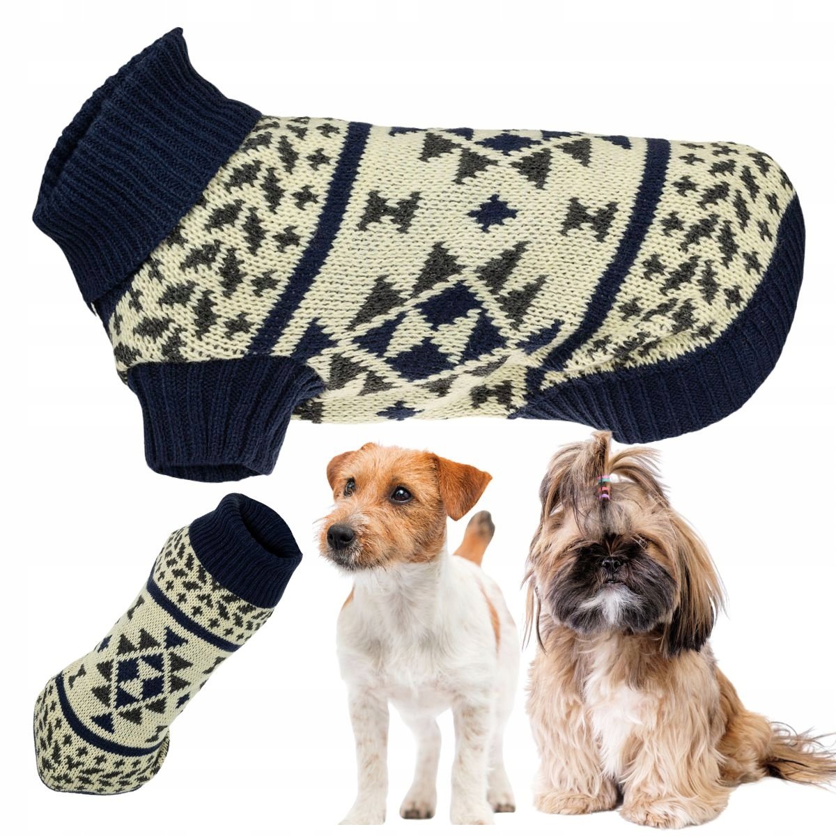Sweterek dla psa ubranko na zimę ciepły rozciągliwy sweter z golfem M
