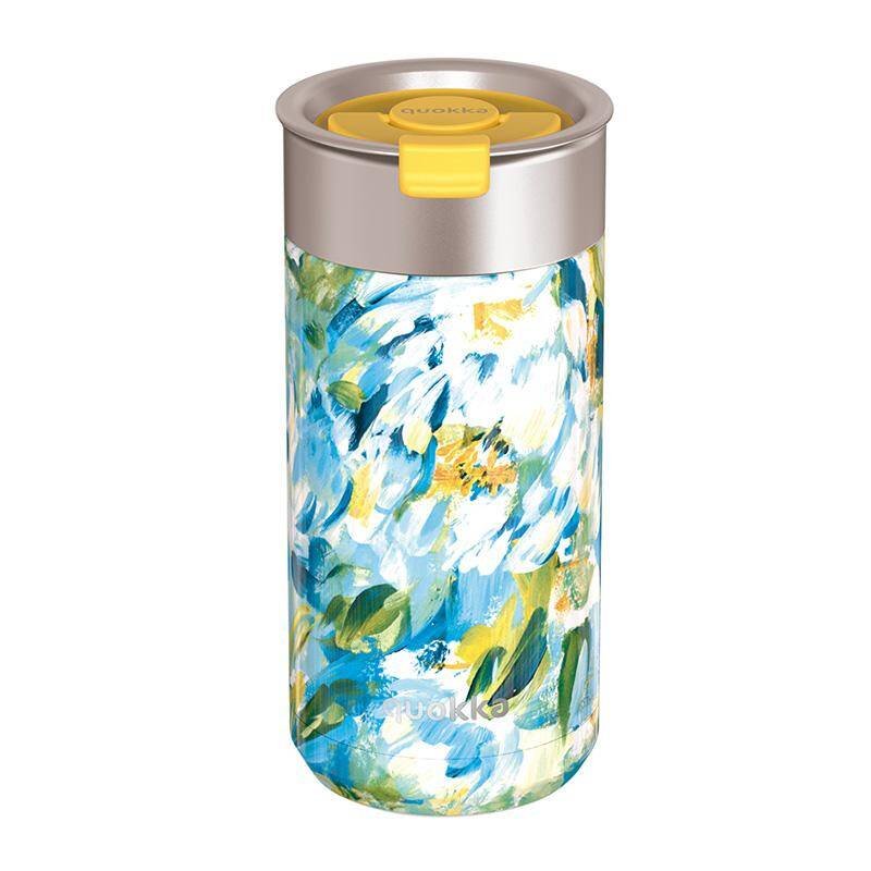 Quokka Boost Coffee Tumbler - Kubek termiczny ze stali nierdzewnej z zaparzaczem 400 ml (Blue Peonies)