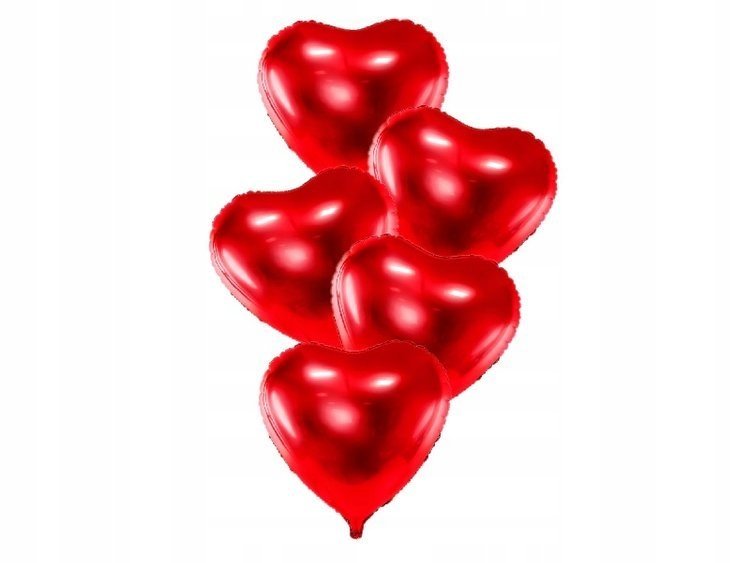 Balony Czerwone Serca Walentynki Ślub Wesele 5 Szt