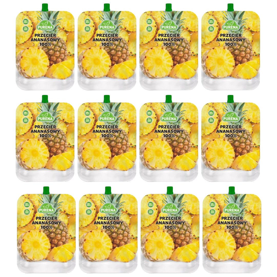 Zestaw 12 x Mus Przecier Purena Ananas Naturalny WEGE