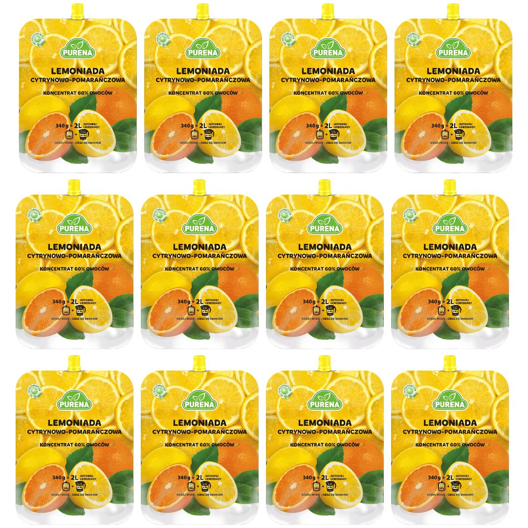Zestaw 12 x Lemoniada cytryna pomarańcza koncentrat