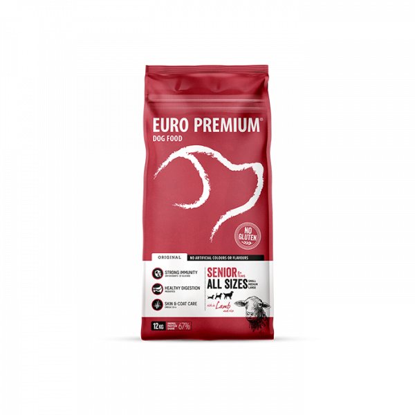 Euro Premium Sucha Karma Senior Jagnięcina Ryż 12Kg Wszystkie Rasy