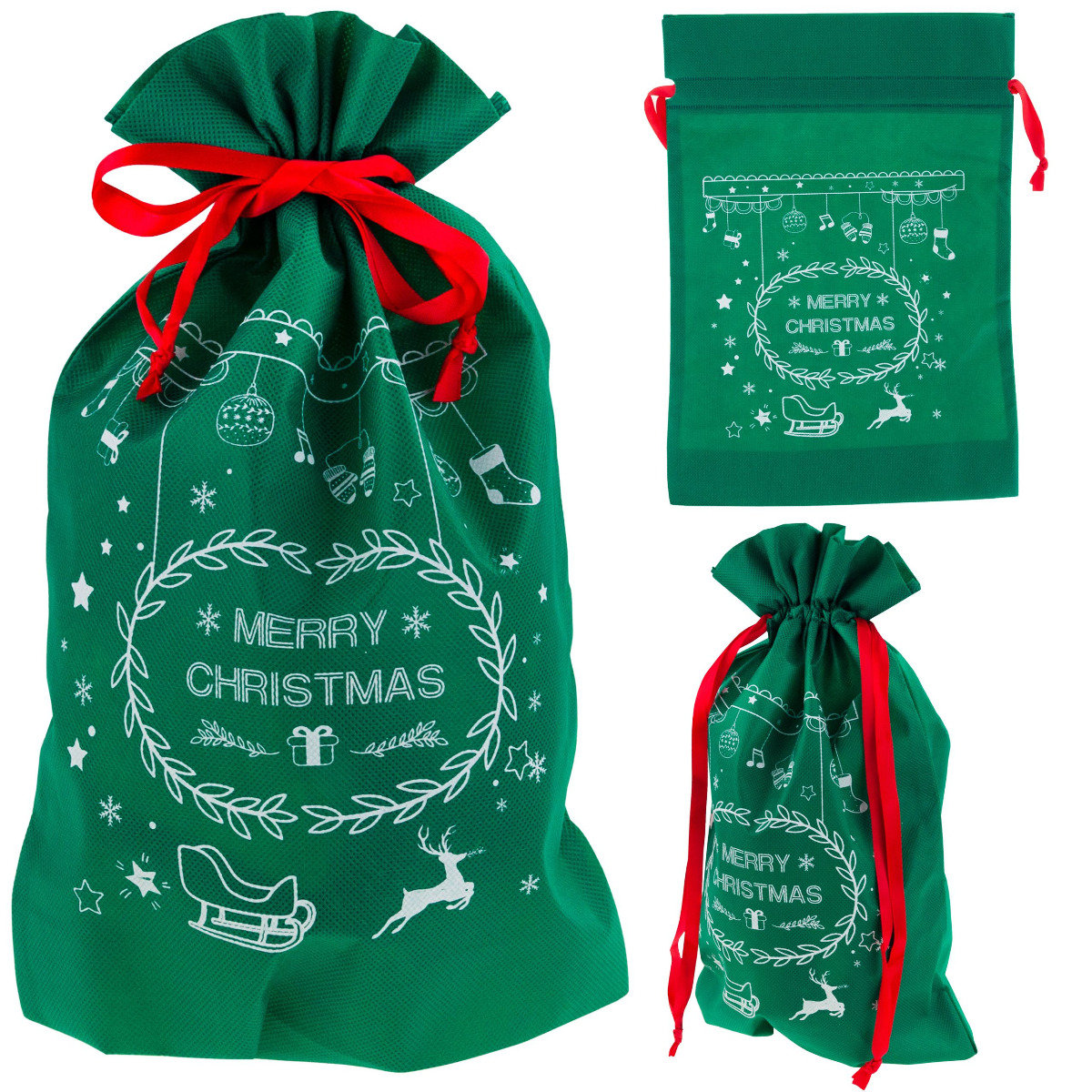 WOREK NA PREZENTY mikołaja ŚWIĄTECZNY TORBA PREZENTOWA OPAKOWANIE ZIELONY