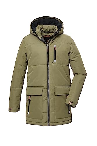 Killtec Chłopięca pikowana parka z kapturem/kurtka zimowa jest odporna na działanie wody KOW 135 BYS QLTD PRK, khaki, 176, 39877-000