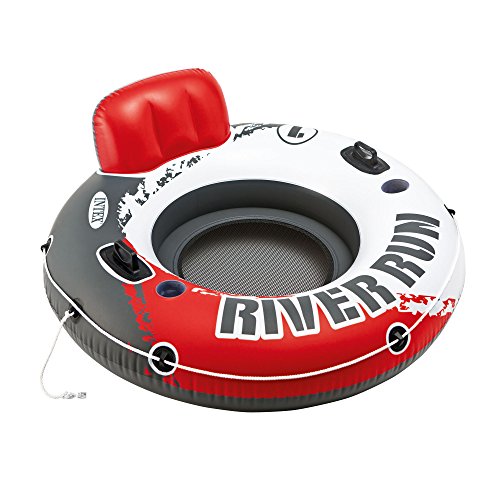 Intex Aqua River Run 1 Fire Edition Sport Lounge, nadmuchiwany pływak wodny, średnica 135 cm