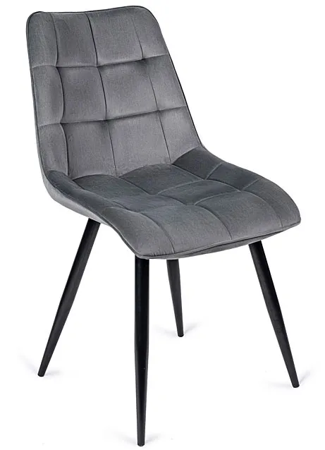 Szare welurowe krzesło do stołu - Defri