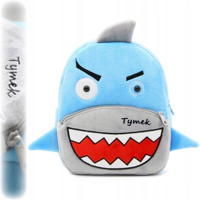 Plecak dla Przedszkolaka dla 4 latka Rekin maskotka z imieniem
