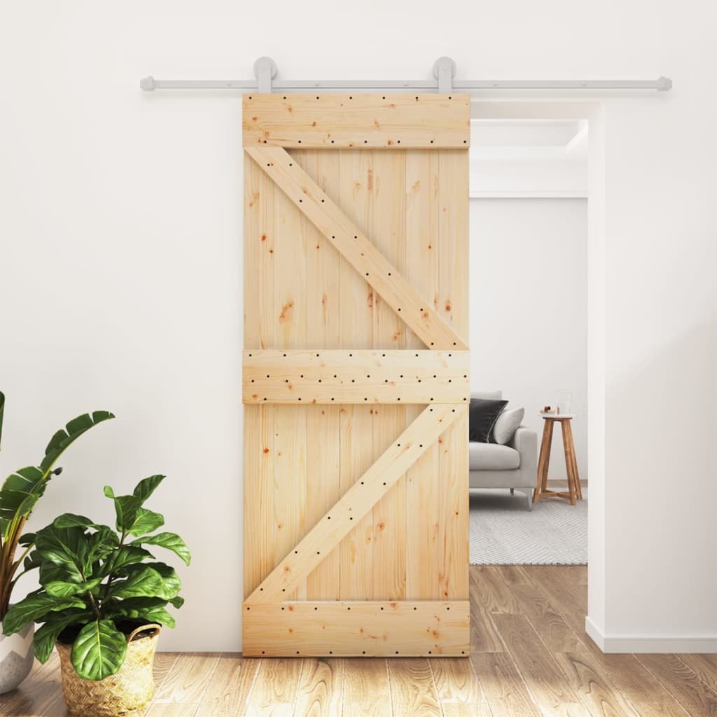 Drzwi przesuwne z osprzętem, 80x210 cm, lite drewno sosnowe Lumarko!