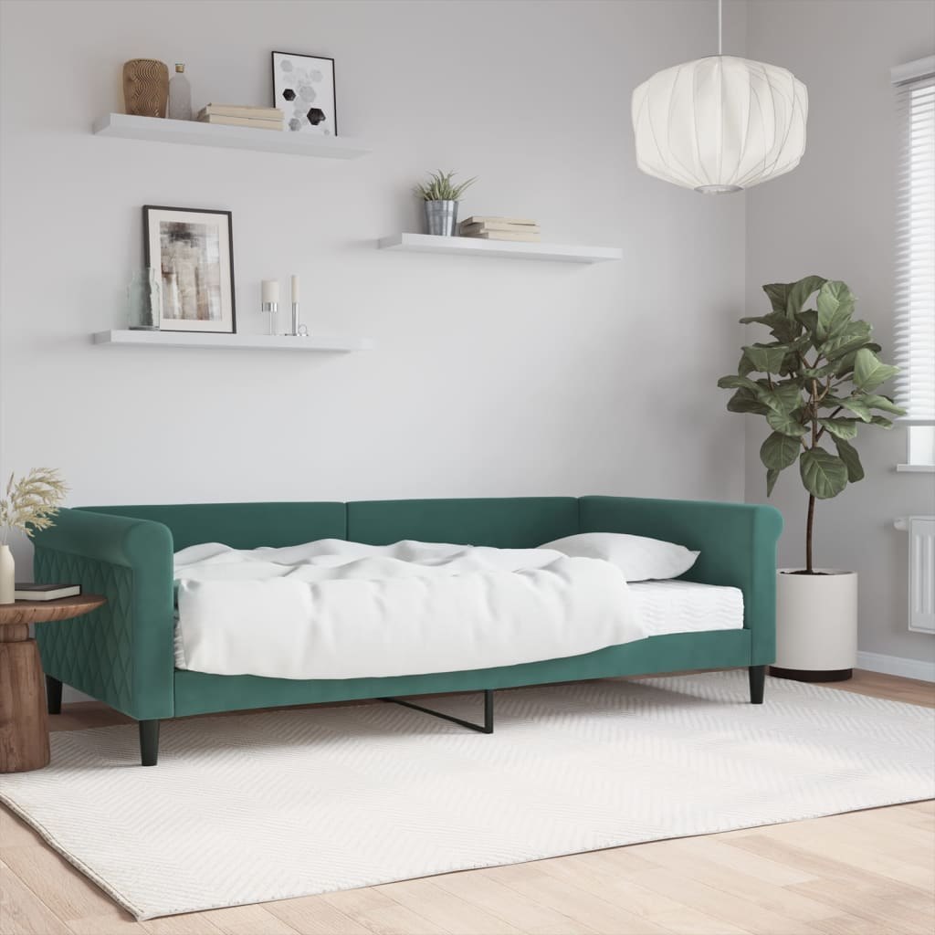 Sofa z materacem do spania, ciemnozielona, 100x200 cm, aksamit Lumarko!