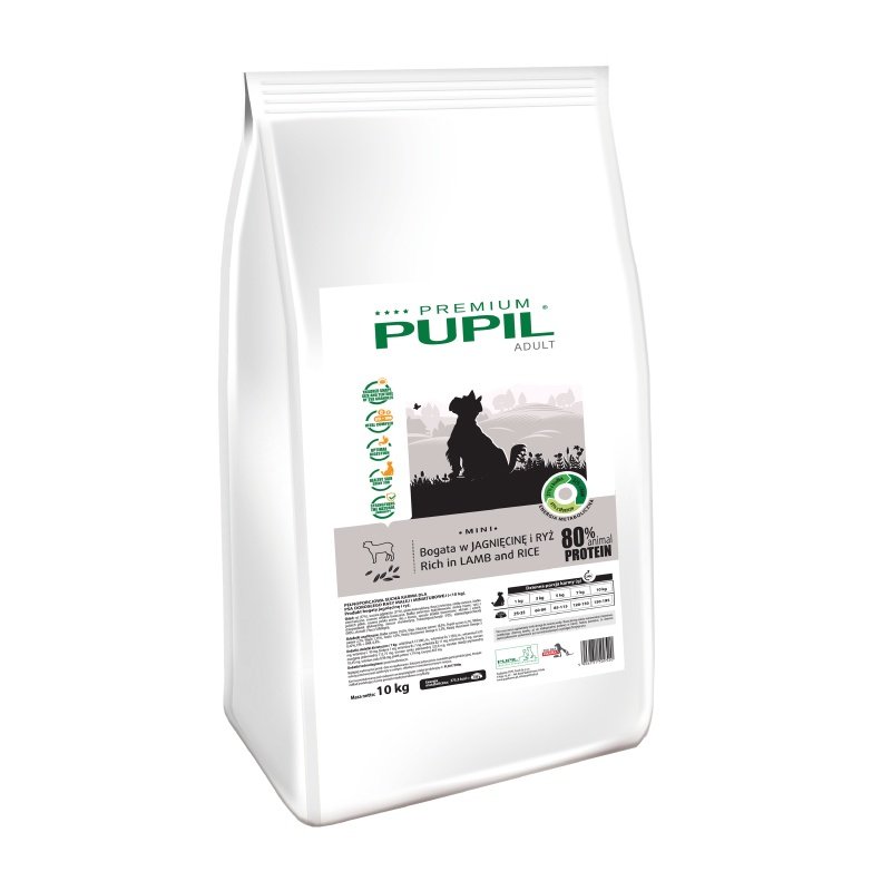 Karma sucha dla psa PUPIL FOODS Premium Adult Mini, bogata w jagnięcinę i ryż, 10 kg