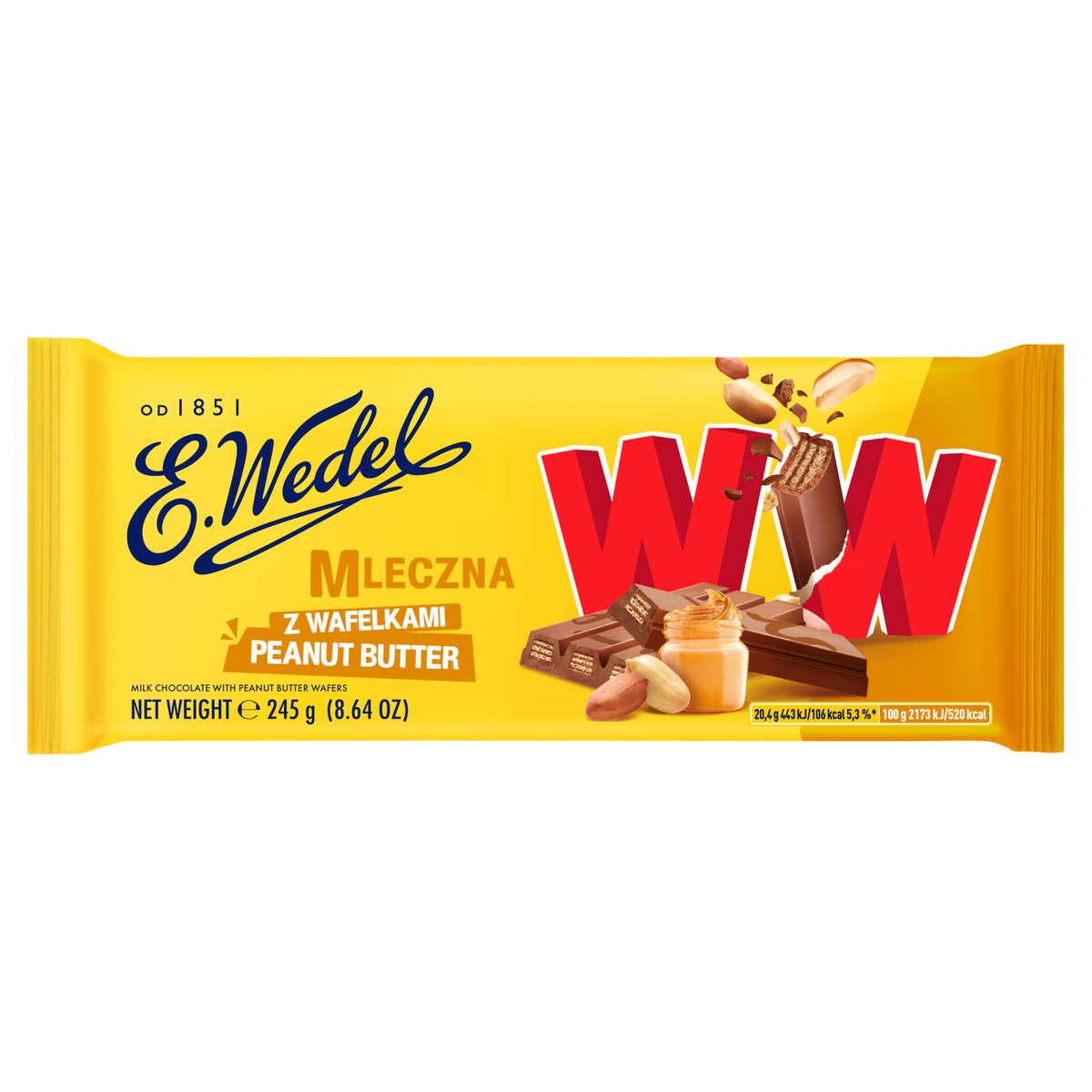 Wedel, Czekolada WW Peanut Butter, 245 g