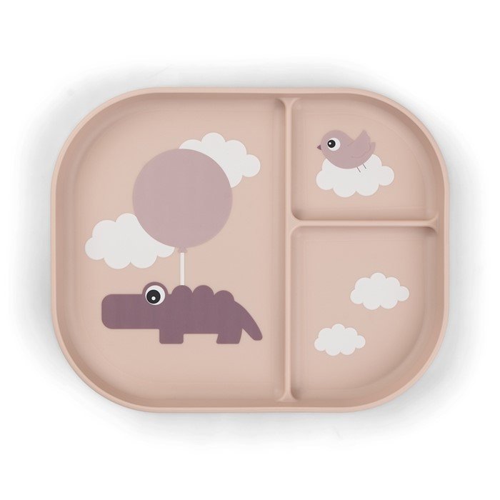 Done by Deer - Talerzyk antypoślizgowy z przegródkami Foodie, Happy Clouds Powder