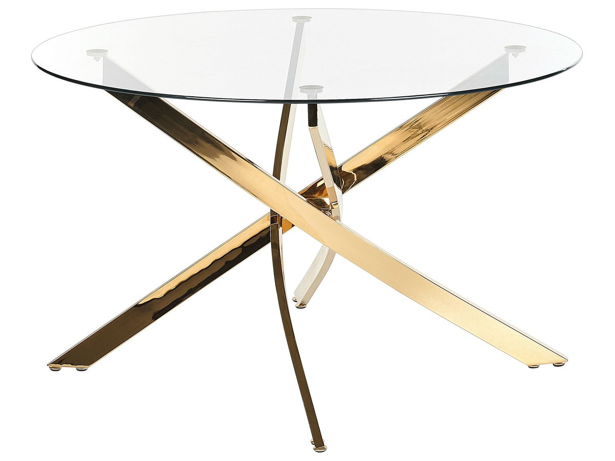 Zdjęcia - Stół kuchenny Stół do jadalni okrągły szklany ⌀ 120 cm złoty MARAMO