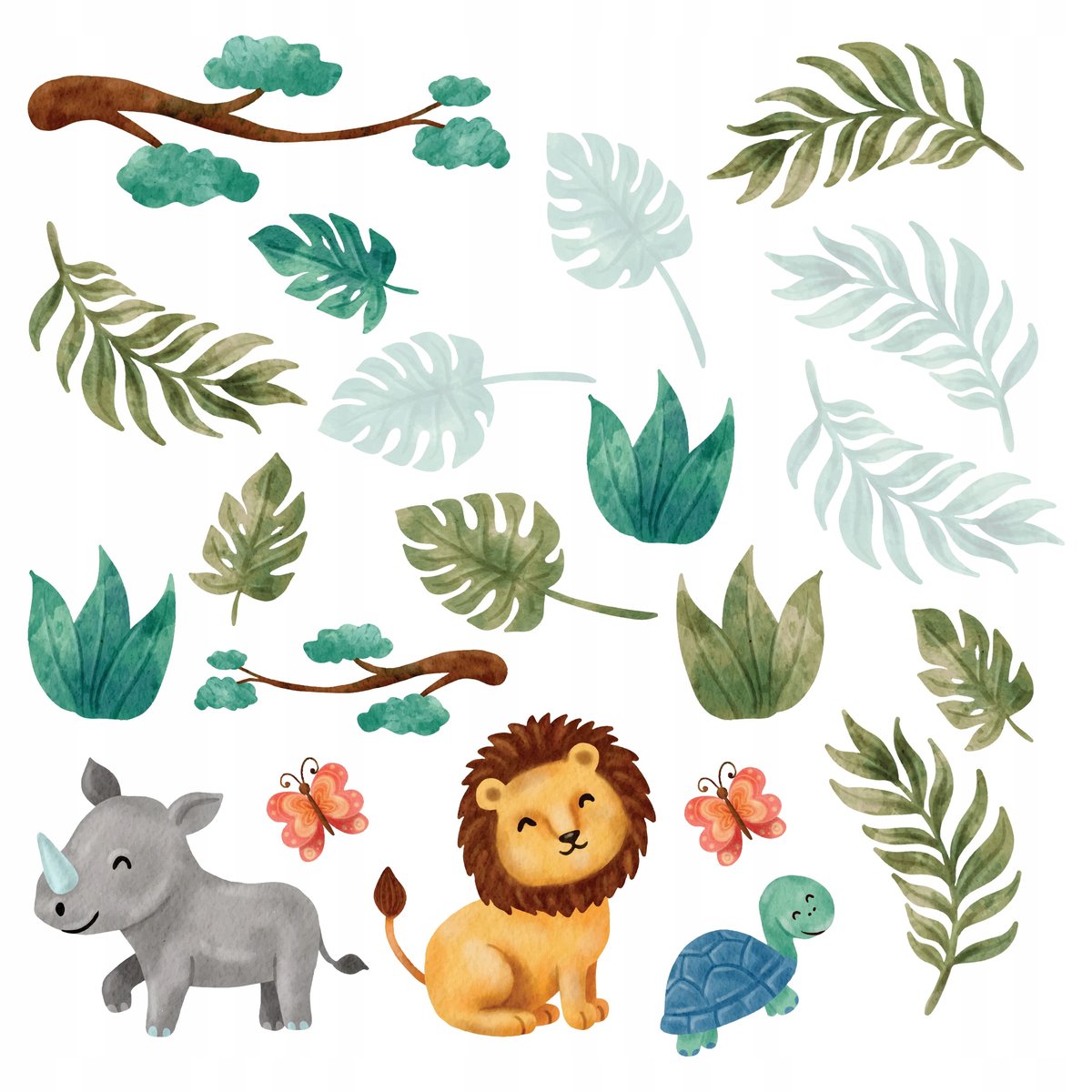 NAKLEJKI NA ŚCIANE DUŻE ZWIERZĘTA SAFARI LIŚCIE Z2