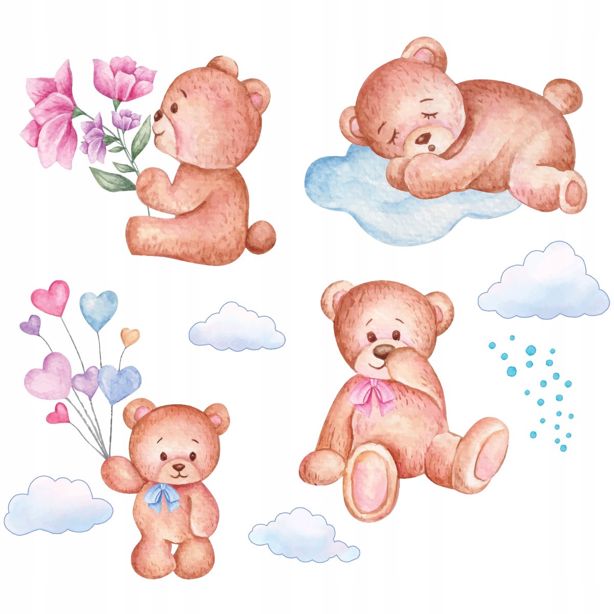 Naklejki Na Ściane Duże Misie Chmurki Z2