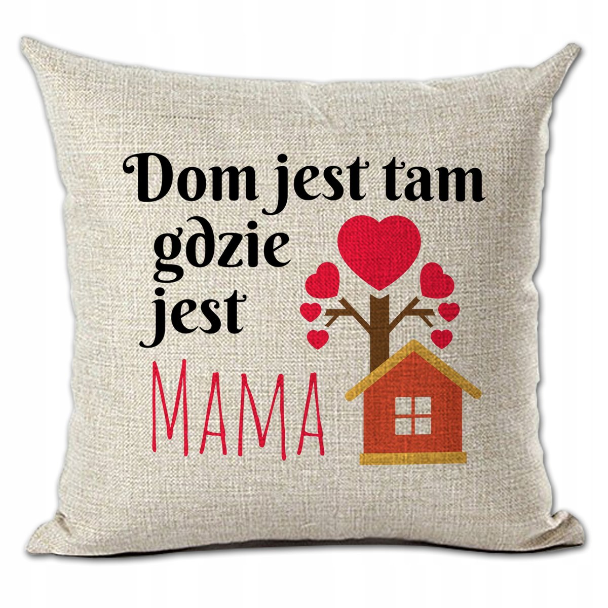 DEKORACYJNA PODUSZKA LNIANA DLA MAMY DZIEŃ MATKI