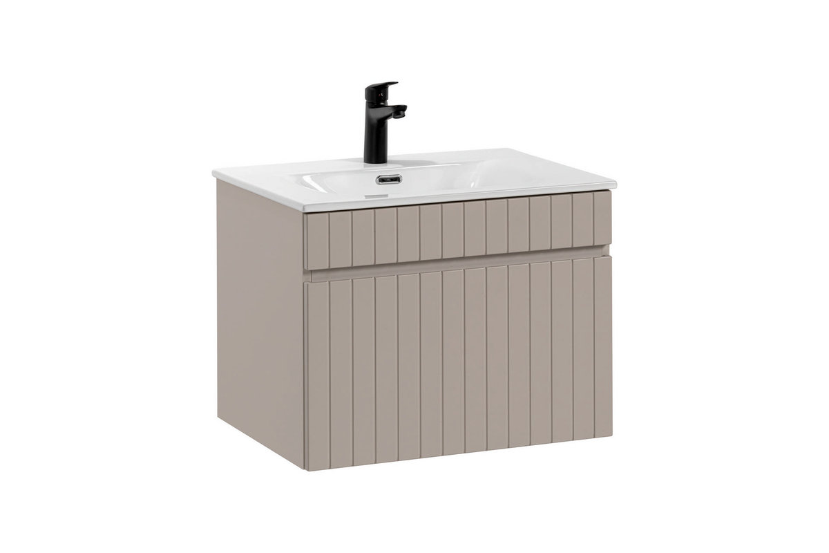 KASZMIROWA Szafka Łazienkowa z UMYWALKĄ 60 cm Wisząca FREZOWANY FRONT
