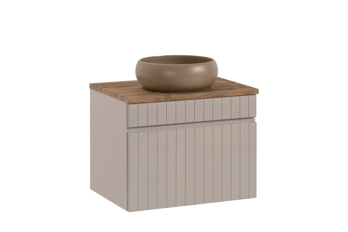 KASZMIROWA Szafka Łazienkowa z BLATEM i UMYWALKĄ 60 cm FREZOWANY FRONT