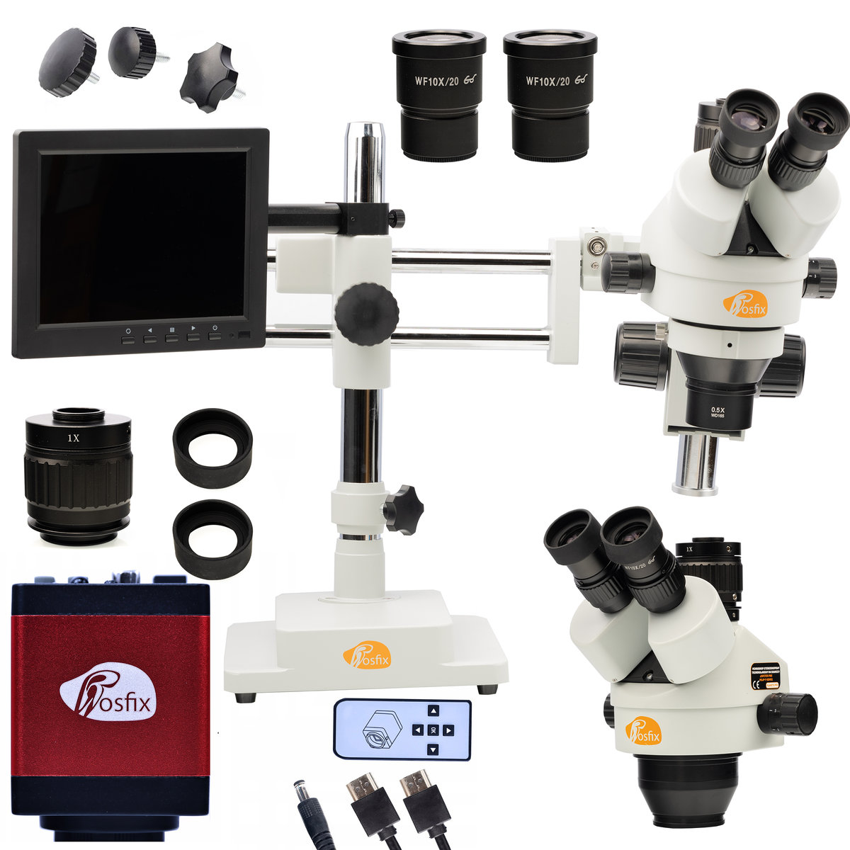 Rosfix Mikroskop stereoskopowy trinokularowy na suwnicy Jupiter Pro MSJP-T-SDMS1+Wyświetlacz 8+Oświetlacz 56xLED+Uchwyt do wyświetlacza+Kamera Draco..