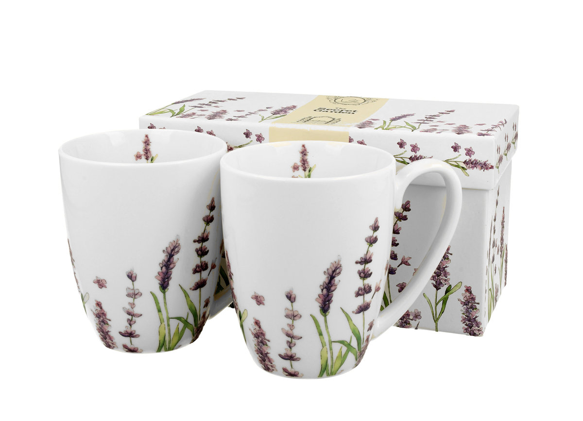 Kubki  do kawy i herbaty porcelanowe DUO CLASSIC LAVENDER 360 ml 2 szt