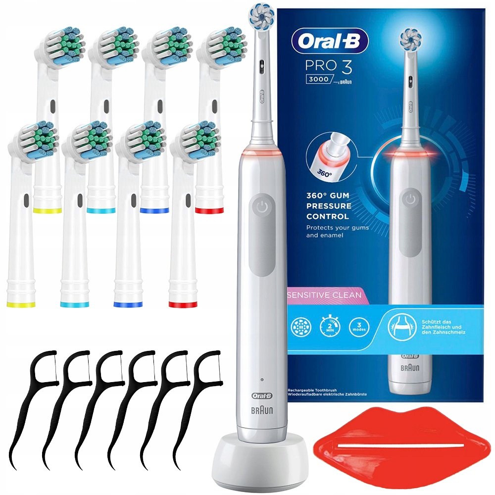 Szczoteczka Oral-B Pro 3 3000 Sensitive Clean Biała + 8 zam. precision