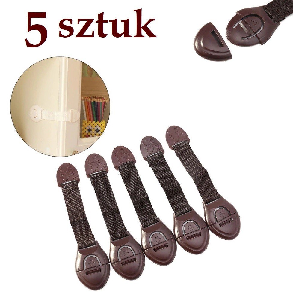 Zabezpieczenie Szafek, Blokada Do Szuflad Mebli Brąz 5 Szt