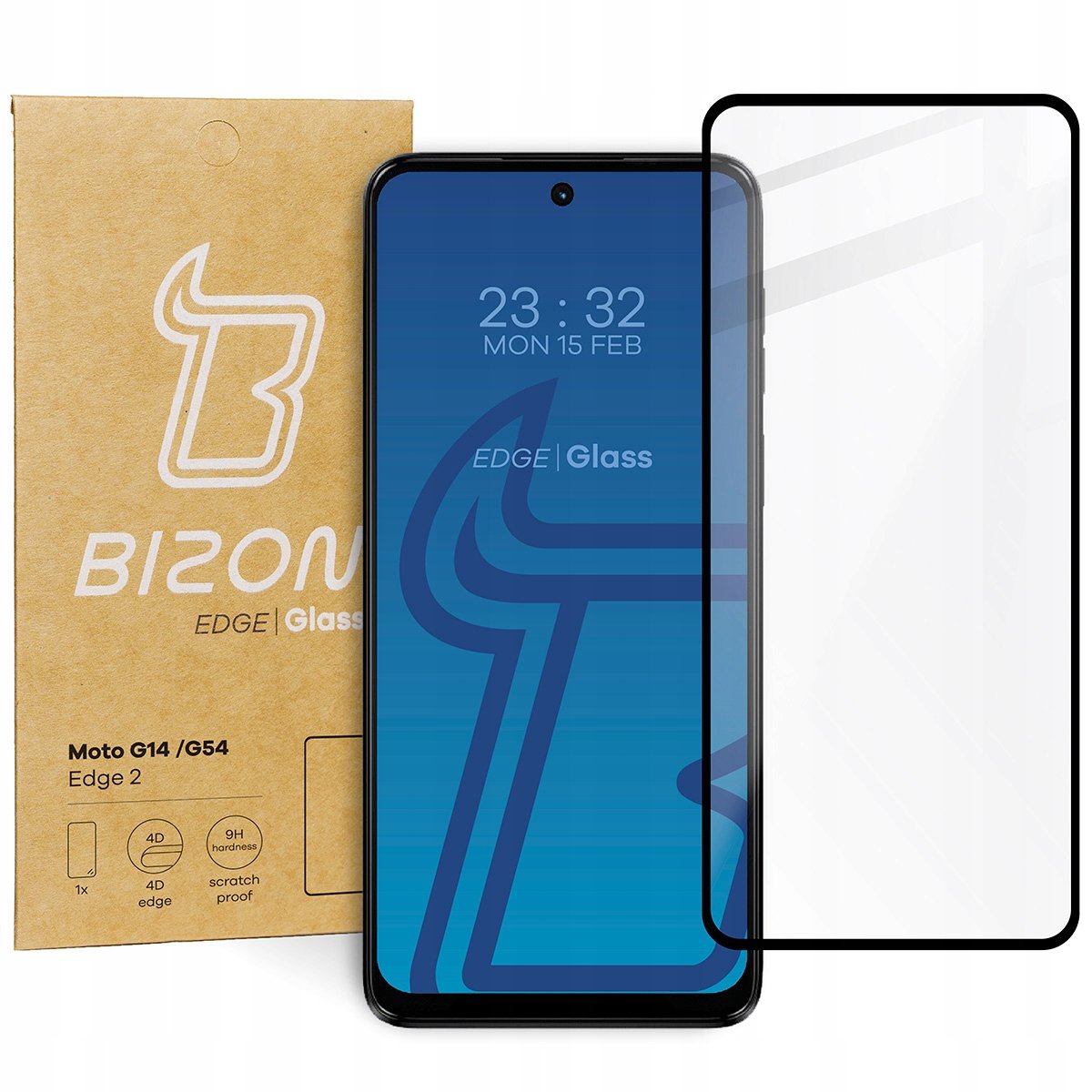 Szkło hartowane Bizon Glass Edge 2 do Motorola Moto G14 / G54, czarne