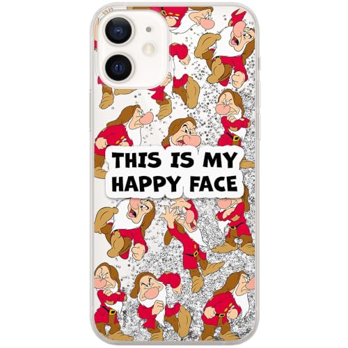ERT GROUP etui na telefon Apple Iphone 12 Mini, case oryginalny i oficjalnie licencjonowany przez Disney, wzór Snow White & 7 dwarfs 014, optymalnie dopasowane, z efektem płynnego brokatu