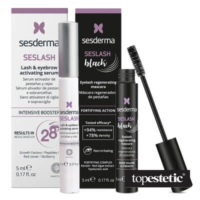 Sesderma Seslash + Seslash Black ZESTAW Serum aktywujące wzrost rzęs i brwi 5 ml + Regenerujący tusz do rzęs 5 ml