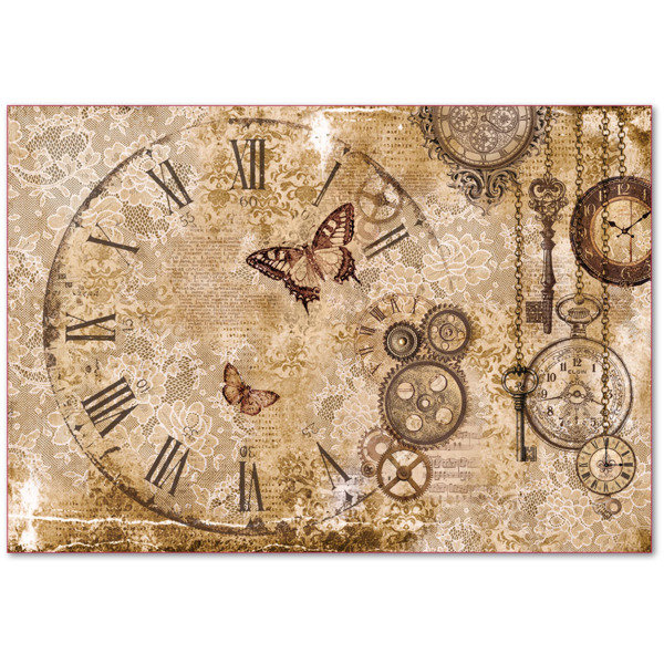 Papier ryżowy Stamperia 48x33 cm tarcza zegara